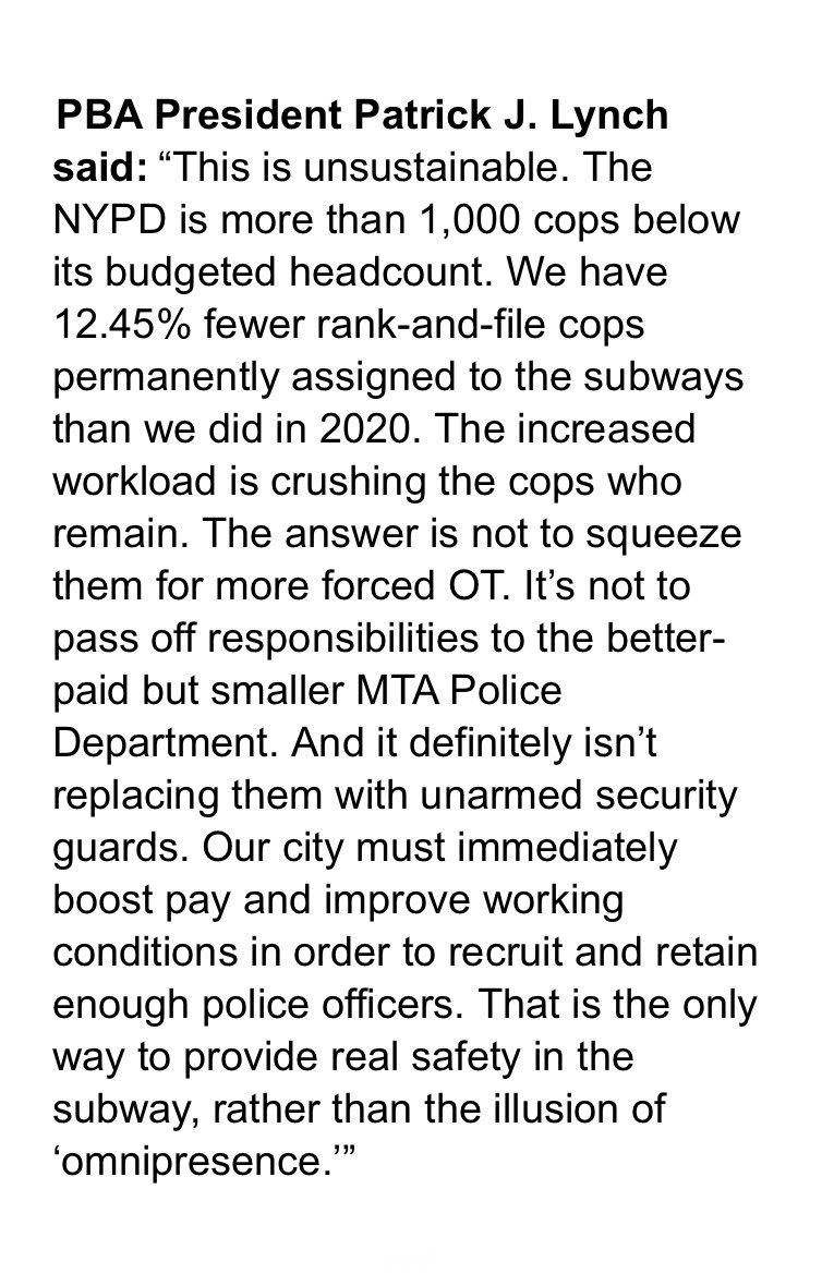 NYCPBA's tweet photo. .@NYCPBA STATEMENT ON NEW SUBWAY DEPLOYMENT PLAN https://t.co/2tBj4StAtR