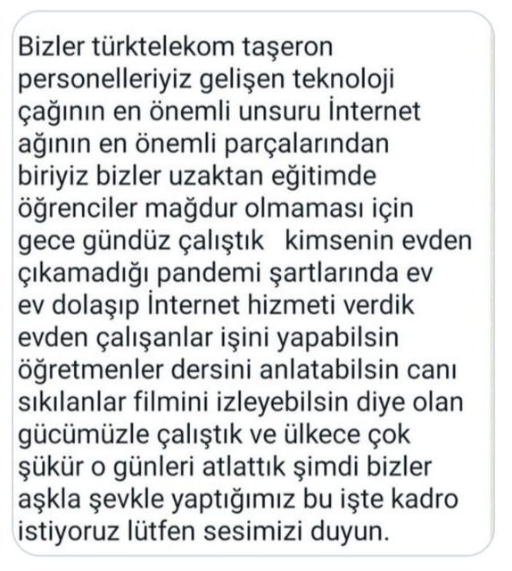 ●Resimdeki yazıyı okuyun LÜTFEN●

TÜRK TELEKOM bizim yuvamız, ekmek kapımız, severek yaptığımız işe daimi olarak devam etmek istiyoruz.

#TürktelekomAtsKadroİstiyor

<a href="/RTErdogan/">Recep Tayyip Erdoğan</a>
<a href="/TurkTelekom/">Türk Telekom</a>
<a href="/umitonaltr/">Ümit Önal</a>
<a href="/ofatihsayan/">Dr. ÖMER FATİH SAYAN</a>
<a href="/krc_ysf/">Yusuf Kıraç</a>