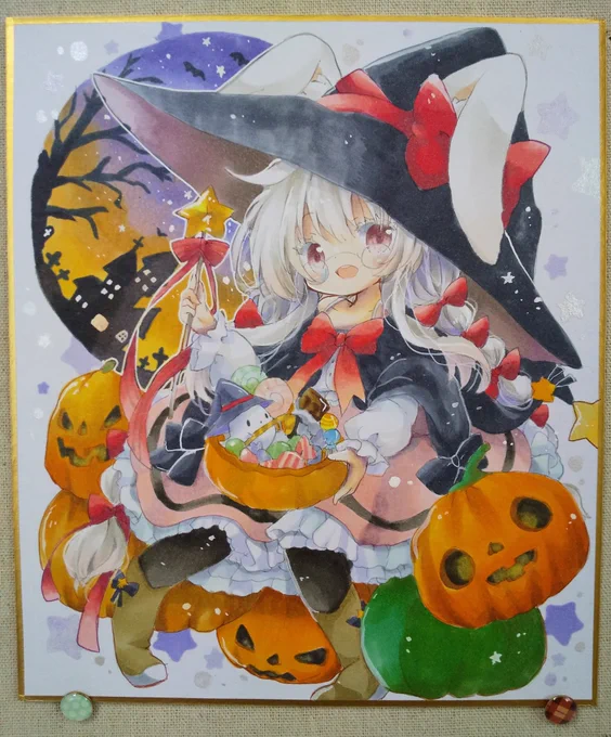 うさ魔女ちゃん原画だとこんな感じ。コピック絵はスキャンしちゃうとだいぶ色が変わってしまうね… 