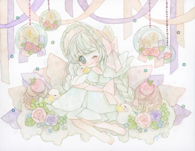 #イラストを4枚貼ると秋風に乗って絵柄を好いてくれる人の元へ届くらしい秋風さん～配達よろしくお願いします 