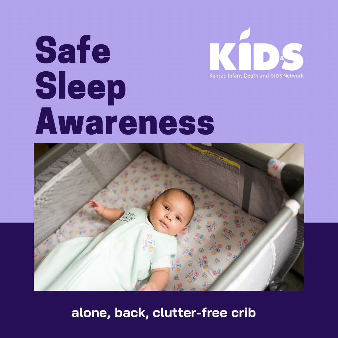 KIDSNetworkKS's tweet photo. Placing babies on their back is the number one way to reduce the risk of SIDS.  Learn the guidelines. #kidsnetworkks #safesleep #reduceinfantmortality #stillbirthawareness #miscarriageawareness #SIDSawareness https://t.co/phQM2ayVTE