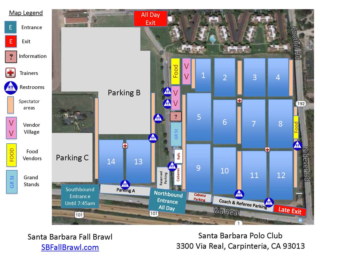 CalCoastSports's tweet photo. Field map for the Santa Barbara Fall Brawl October 29 - 30.  Link in bio for directions, information, schedule and tournament rules. See you in a week! #sbfallbrawl #calcoastsports #santabarbara #fallball https://t.co/eLOcsdfgdh