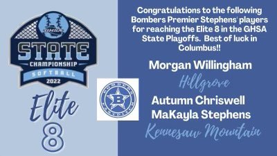 Congratulations to our <a href="/Itzzz_Morgan/">Morgan Willingham</a> <a href="/mak_stephens/">Mak Stephens</a> and <a href="/autumnc2023/">autumn criswell</a> on punching their ticket to the GHSA Elite 8 State Championship! Nice work ladies!! <a href="/bombers_fp/">Bombers Fastpitch</a> @Los_Stuff <a href="/tagupSoftball/">tagup</a> <a href="/IHartFastpitch/">I❤️Fastpitch</a> <a href="/LegacyLegendsS1/">Legacy & Legends Softball</a>