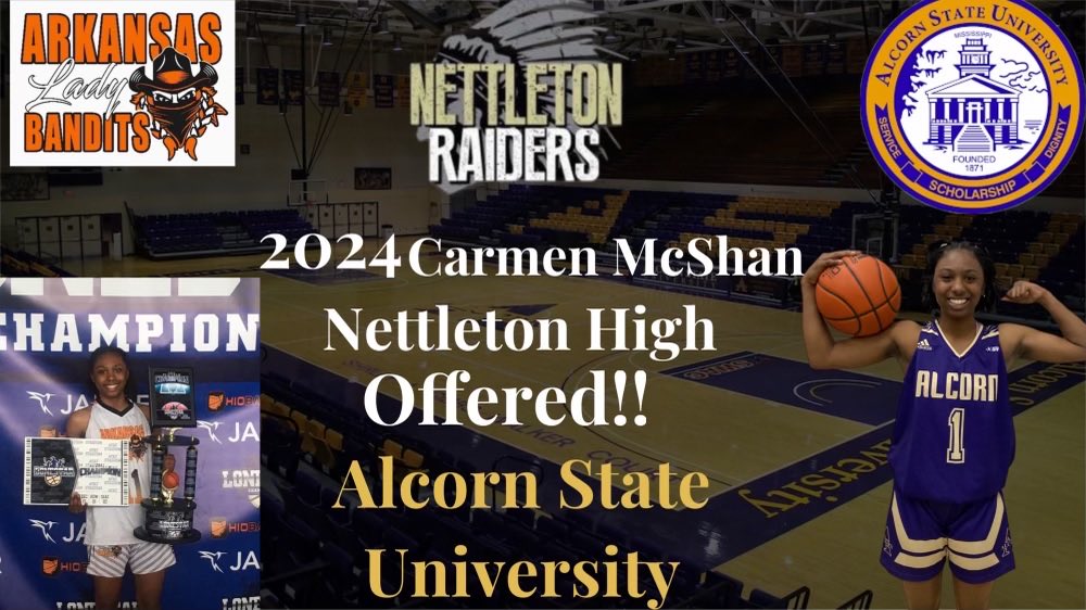 After a great visit at Alcorn State University, I am blessed to receive my first official offer. A big thank you to Coach J and Coach Robinson for making me feel at home.🙏🏾 ⁦⁦<a href="/ladybandits_23/">Arkansas Lady Bandits 2024</a>⁩ ⁦<a href="/NEABandits/">Arkansas Bandits 🏴‍☠️</a>⁩