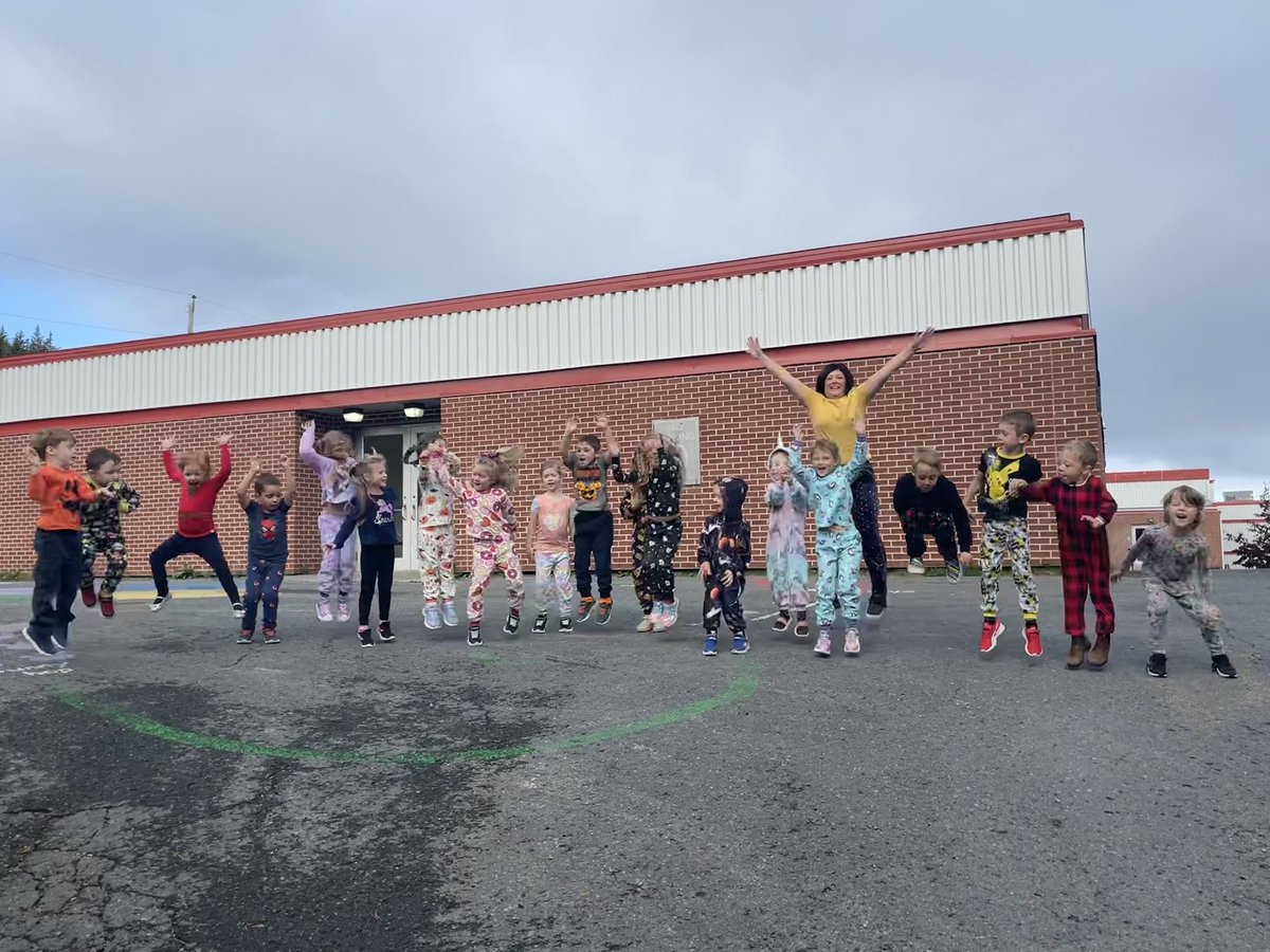 The Kindergartens were jumping for Jamarama Day! We wore our pjs as a sign of solidarity and support for the children at the Janeway and their bravery. @ Holy Cross Elementary @ NLESD
