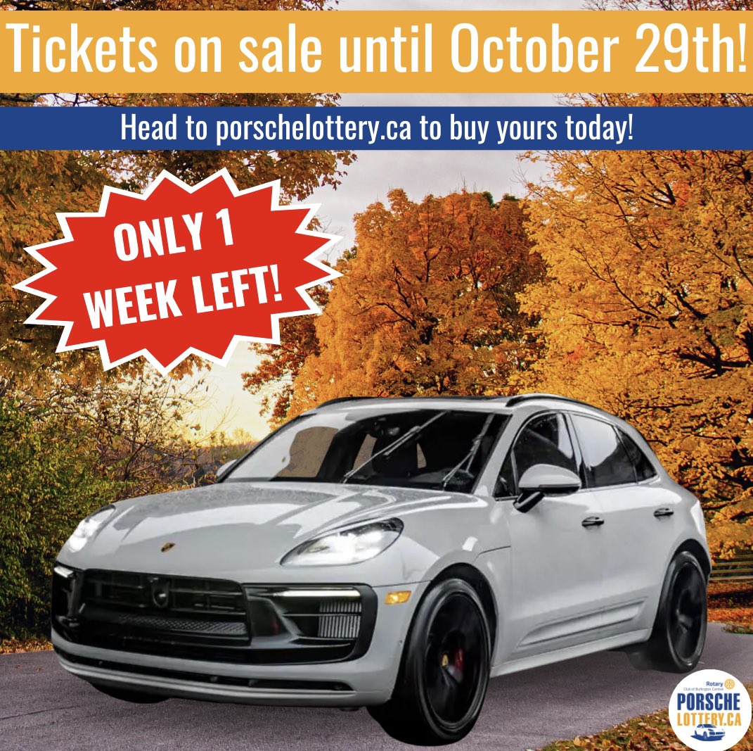 PorscheLottery.ca 
Win 2022 Porsche Macan S valued over $111,000 #pmlotto #lottery #lottomax #rotary #cbc #cp24 #blogto #toronto #torontolife #oakville #burlon #mississauga #brampton #ottawa #windsor #niagarafalls #hamilton #TorontoRaptors #ontario #canada