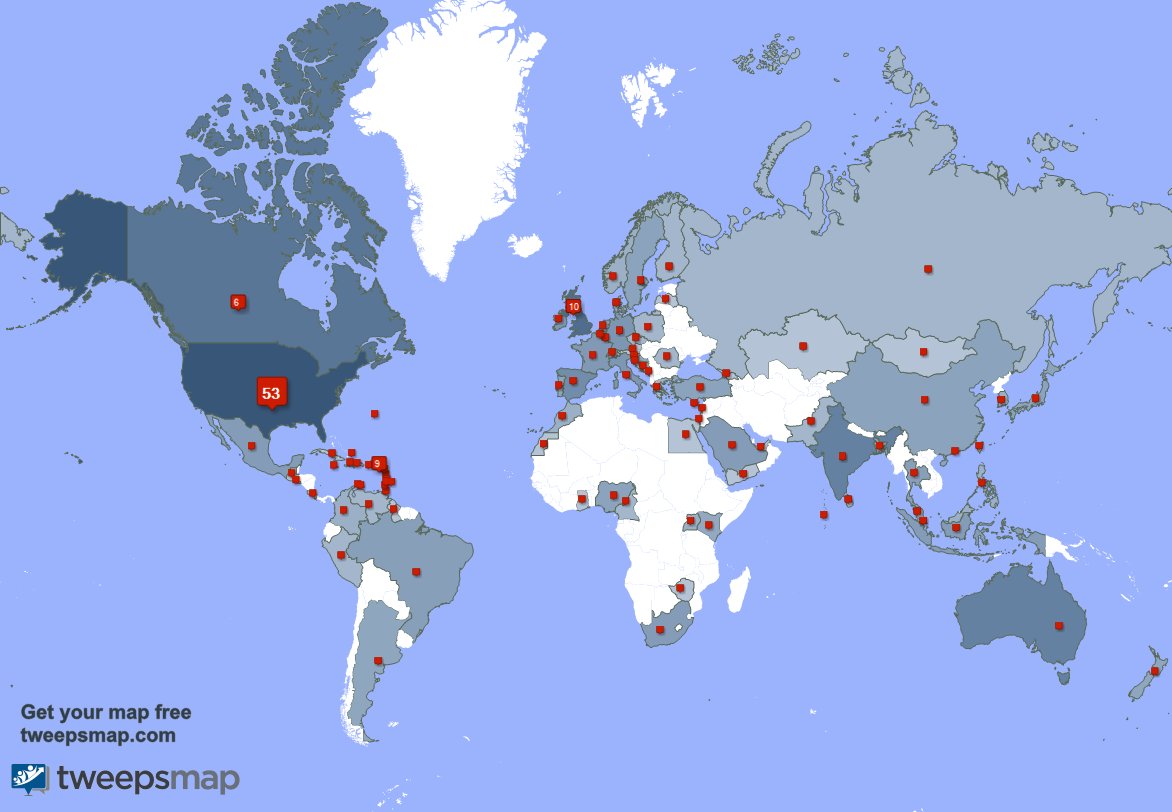 I have 7 new followers from Canada, and more last week. See tweepsmap.com/!willfleming70