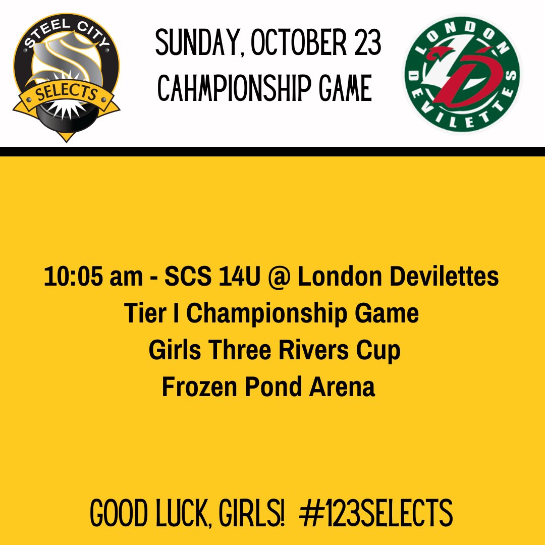 SCSGirlsHockey's tweet photo. Championship Sunday coming up! #123Selects #SCS14U https://t.co/X4ROXmpnwX
