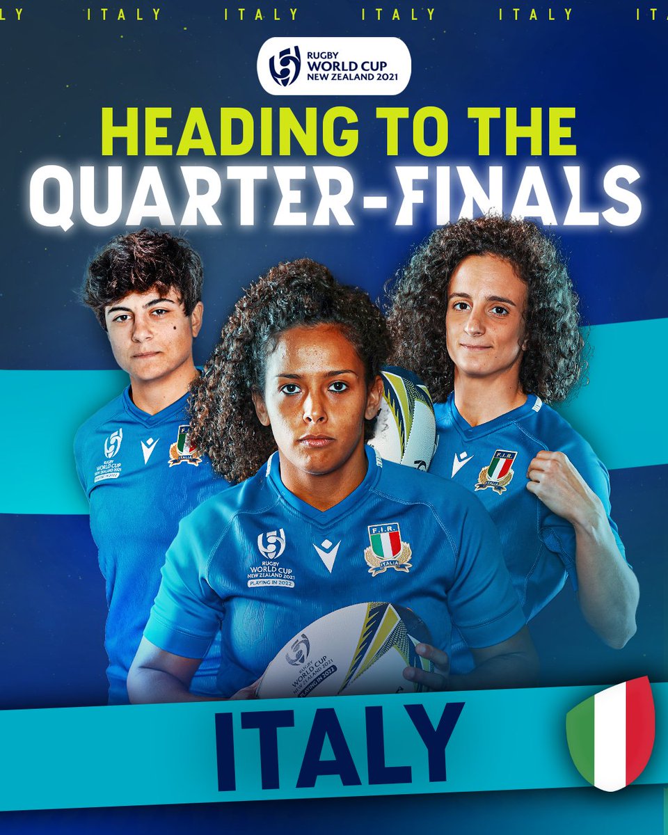 rugbyworldcup's tweet photo. First-time quarter-finalists!

A day to treasure for @Federugby 🇮🇹🙌

#JPNvITA | #RWC2021 https://t.co/OfkkGJvvsS
