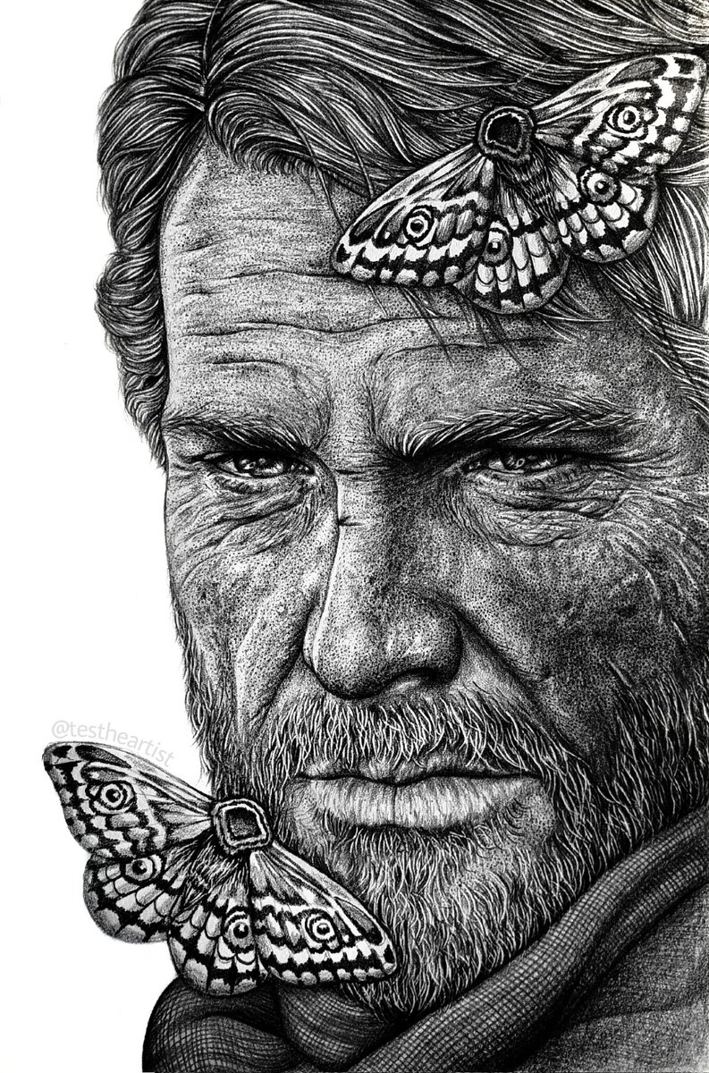 Testheartist's tweet photo. @JuliaMetzgerArt Hi I'm Tessa 😊 - I'm from the UK 🇬🇧

My drawing's are hyper-realistic &amp; also use the technique stippling for the detail of the skin, here's some of my works below; https://t.co/ALzjsdupBh
