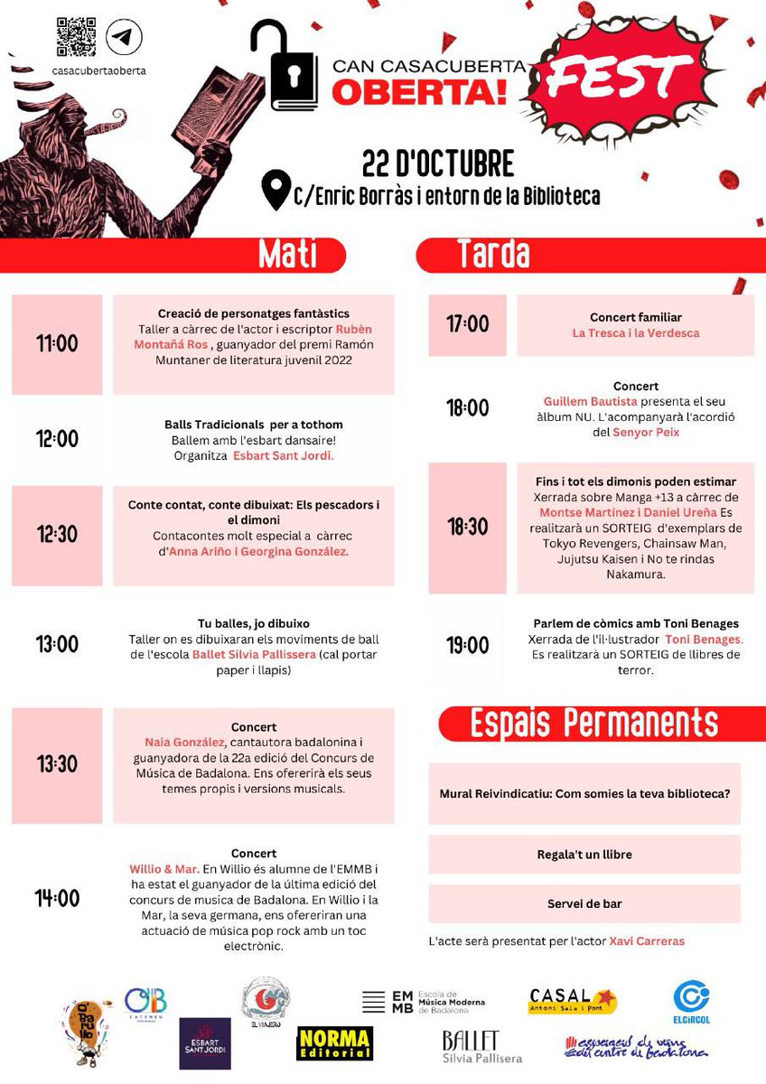 L'autoorganització popular comunitària és estructura de radicalitat democràtica que impulsa progrés i cohesió social de barri, ciutat, poble i país.
Avui a #Badalona 2 mostres, amb objectius diferents però amb la #cultura i la festa com a catalitzador en tots dos espais. 
Obro 🧵