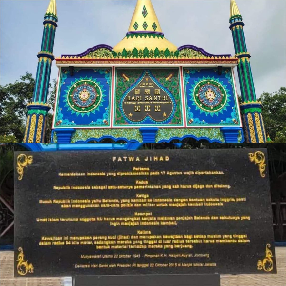 OrshidSumsel's tweet photo. KH Hasyim Asy’ari
Pagi 22 Oktober 1945, PBNU mengadakan rapat pleno yang dipimpin KH Abdul Wahab Chasbullah
Maka Keluarlah FATWA JIHAD
untuk menghacurkan penjajah yg TAMAK
22 Oktober diperingati jg HARI SANTRI
@PBNU https://t.co/3lm5dClSmG