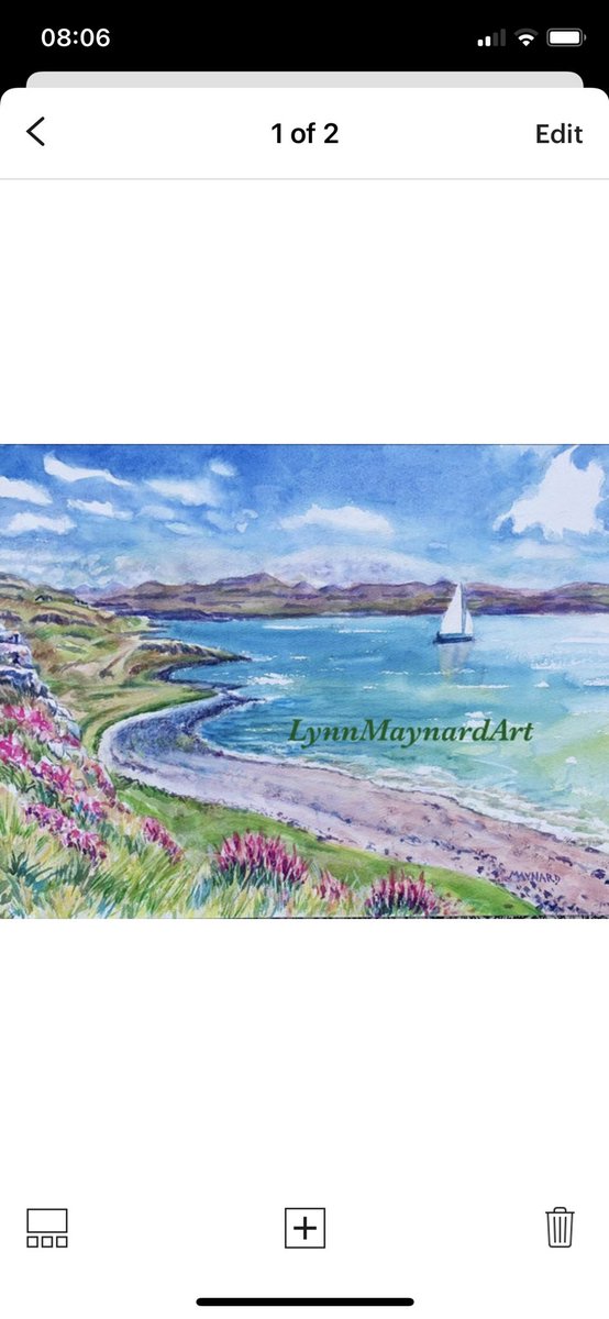 #coralBay  in #Skye is a phenomenal beach . This #Original #Watercolour depicts the breezy atmosphere and is available on #Etsy #LynnMaynardArt                       etsy.me/3siJ0sf.