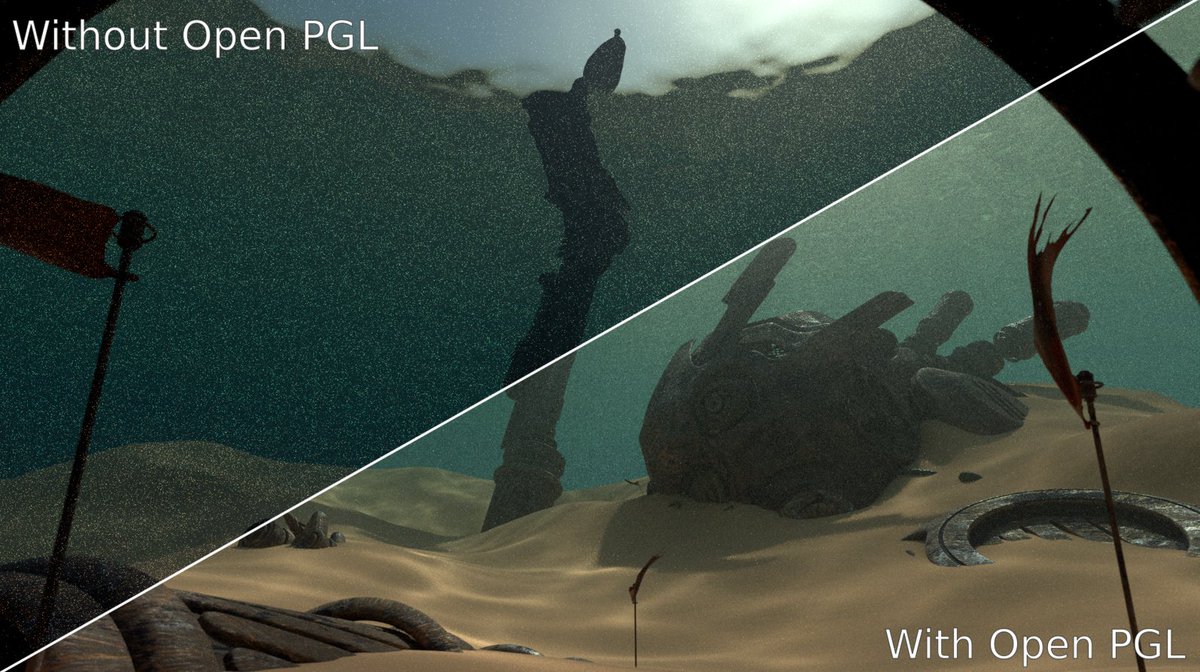 IntelDevTools's tweet image. Intel&apos;s Open Path Guiding Library (OpenPGL) has now been integrated into @Blender 3.4 Cycles helping reduce noise in scenes where finding a path to light is difficult for regular path tracing. See how to access OpenPGL: intel.ly/3s6EEof

#oneAPI #rendering #raytracing