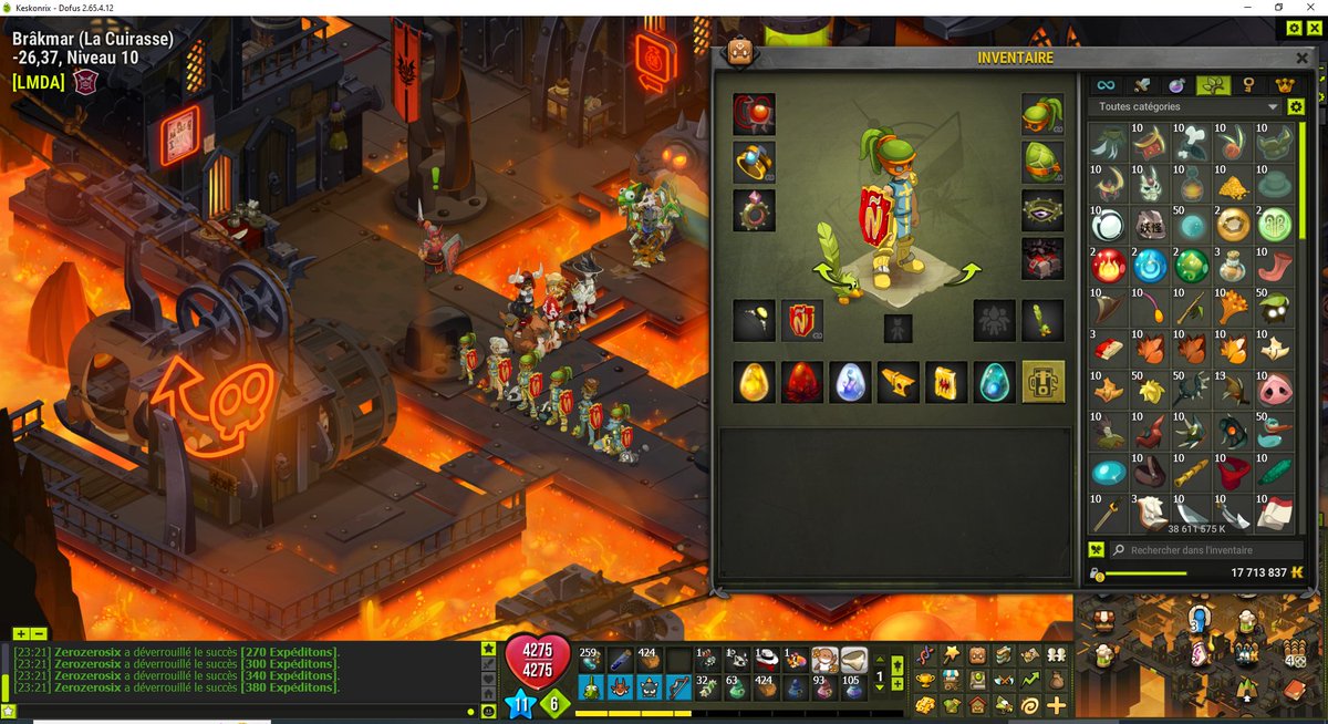 Astuce kamas... valider les succès (+16M cash et 38M  de ressources) sur 6 persos.