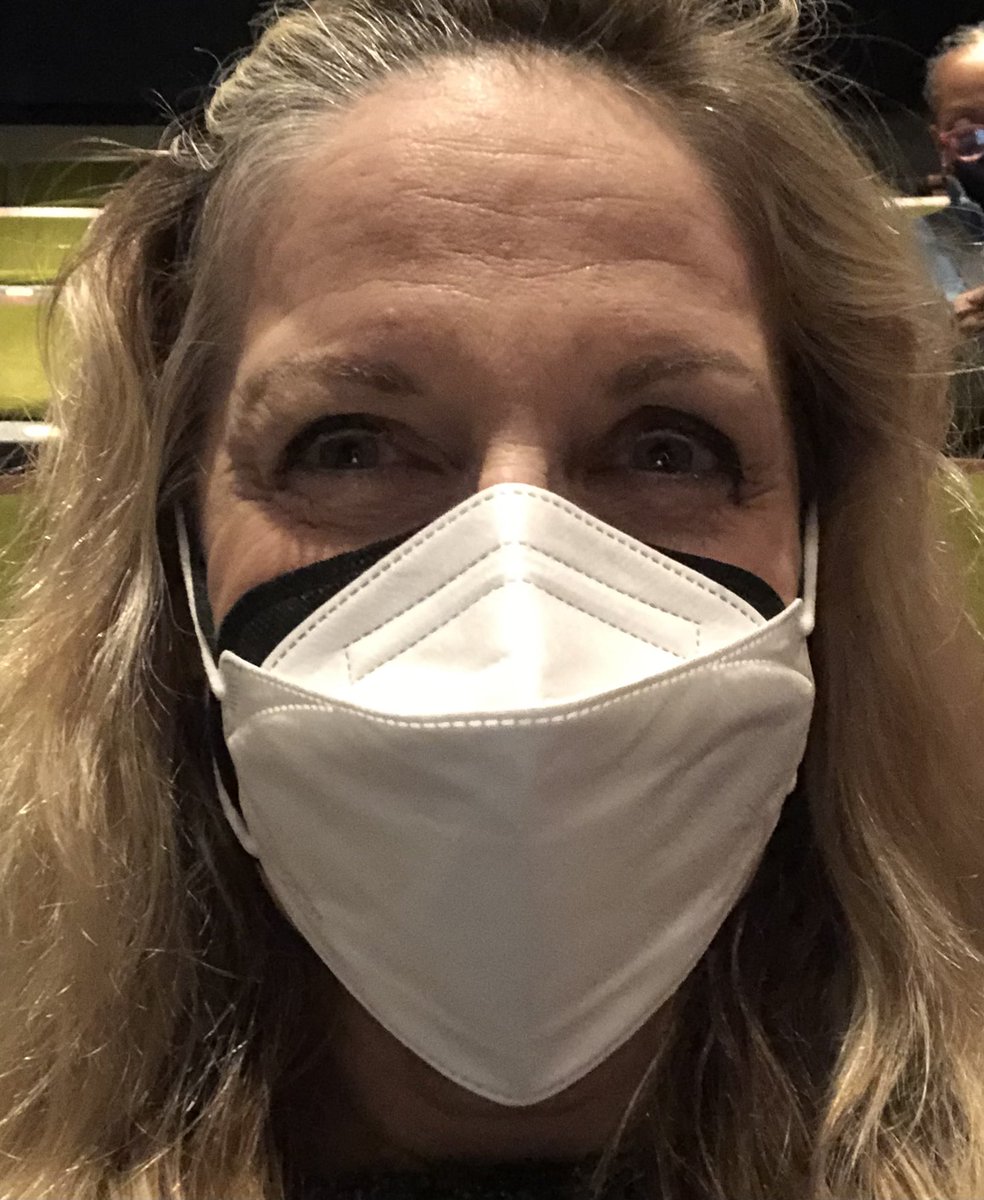 Double masked, quadruple forehead-wrinkled for “The Search for Signs of Intelligent Life in the Universe” at the Taper.