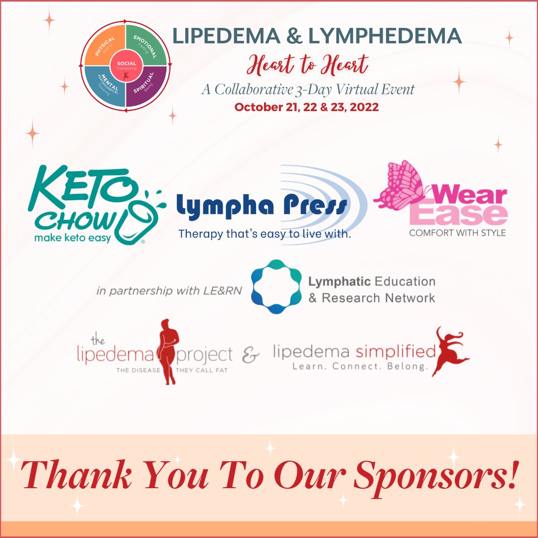 LipedemaNews's tweet photo. ๐We thank our sponsors for this event!
โจ Lympha Press
โจ Keto Chow
โจ Wear Ease
โจ Lipedema Simplified
โจ Lipedema Project
Together, in partnership with LE&RN! ๐
#lipedema #lymphedema #lipedemasimplified #collaborativeevent #interactiveevent #heart2heartevent https://t.co/kslknpUbXb