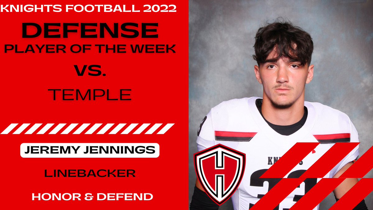 Congrats to our defensive player of the game in a big time win over Temple 13-9. Jennings had a big INT to go along with his 12 tackles on the night! #reptheshield