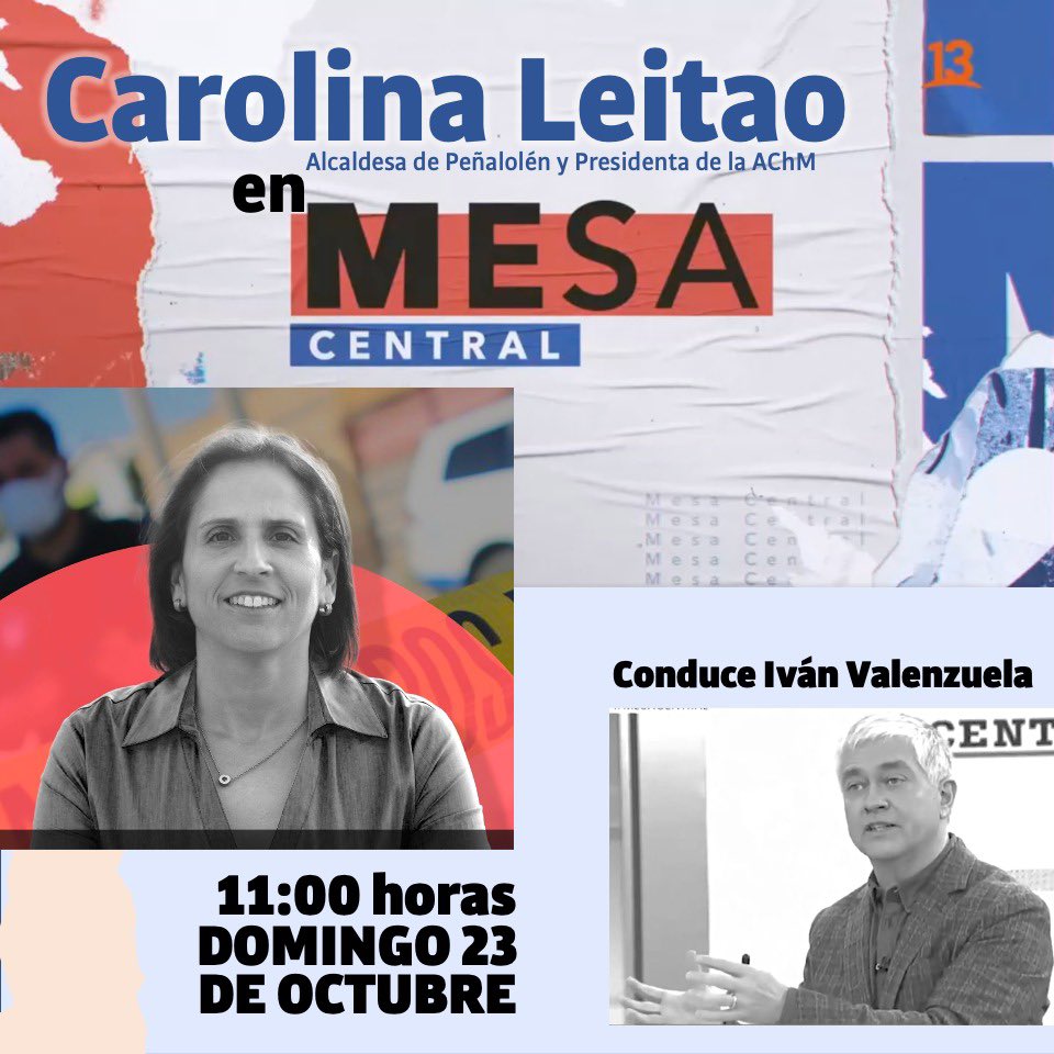 CarolinaLeitao's tweet photo. Mañana domingo estaré a las 11:00 hrs. en #MesaCentral de 📺 @t13, proponiendo ideas frente a la crisis de🚨seguridad pública y de los #100pesos per cápita de aumento en🏥salud. ¡Nos vemos en el 13! https://t.co/IEm33kZLZu