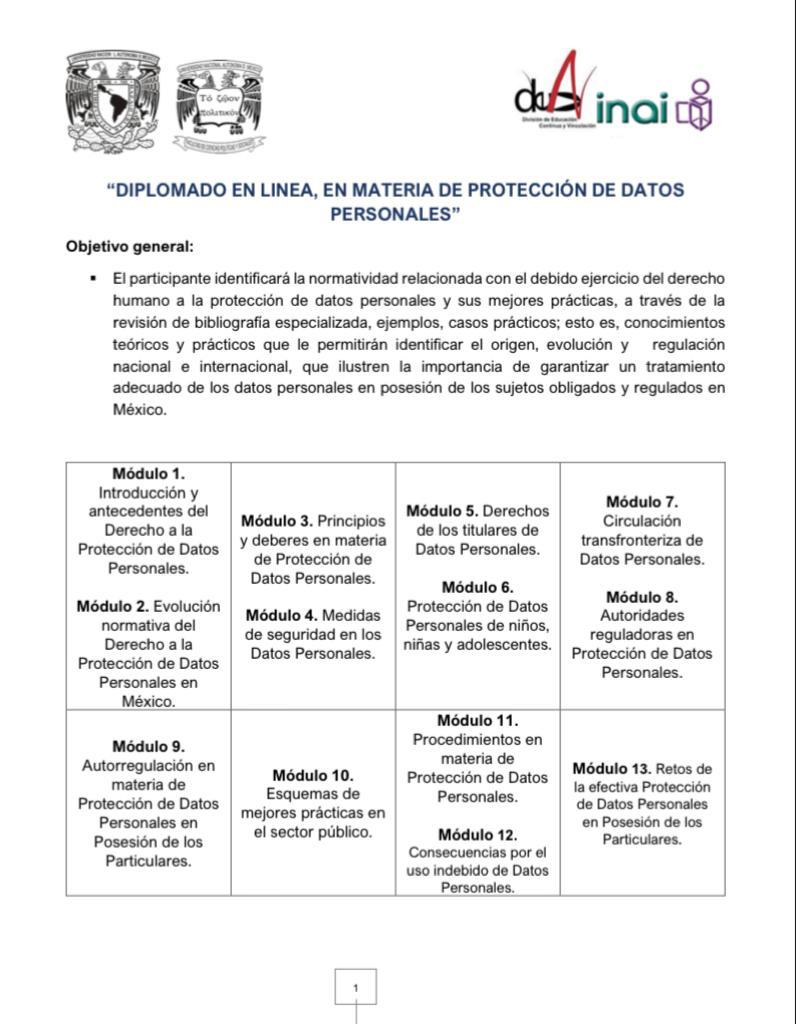INAImexico's tweet photo. 👩‍🏫 👨‍🏫 El INAI y la @UNAM_FCPyS les invitan al Diplomado en línea, en materia de protección de #DatosPersonales

Convocatoria:  https://t.co/ETDzhFoL6c https://t.co/V6Hfcpdm2T