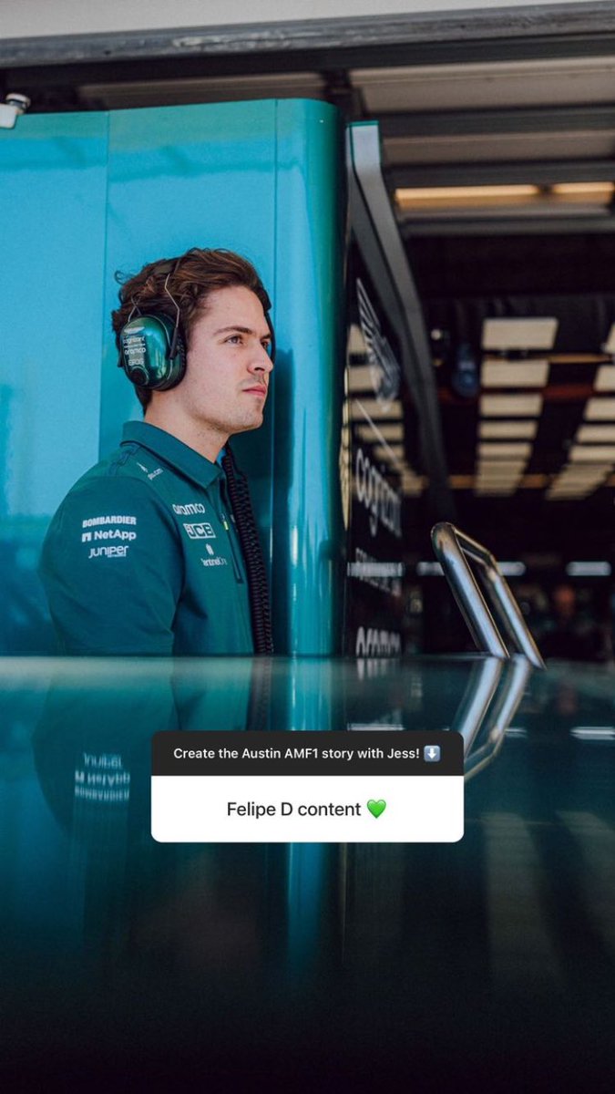 DrugovichBrazil's tweet photo. FOTO | 22.10.22 - Felipe Drugovich via Stories do Instagram da Aston Martin Formula 1 Team. 
🔗https://t.co/REiwcOad9S 

#FelipeDrugovich #FDBR #USGP https://t.co/Eu16yzP5Mu