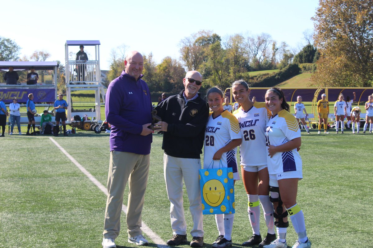 WCUAthletics's tweet photo. WSOC: Prior to today's victory over Kutztown we had the chance to honor longtime Athletic Trainer Dr. Neil Curtis on his induction into the @gopatsAT Hall of Fame over the summer!

#ramsup https://t.co/rrSdmaB2Rn