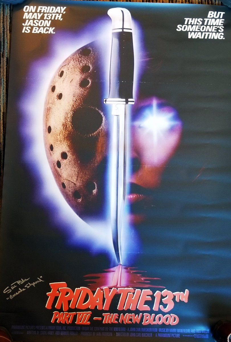 ApodDcast's tweet photo. R: I got Sue Blu to sign my Friday the 13th pt7 poster. She is great, pretty much everything you want someone you admire to be when you meet them. #Transformers https://t.co/q1e51nbvPF