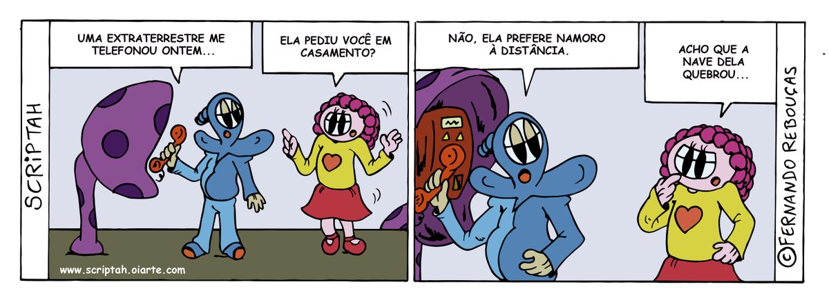 Scriptah1's tweet photo. Você namoraria uma pessoa de outro planeta?
#amor #notícias #astronomia #ufo #tirinhas #tiras #quadrinhos #nerdbr #nerd #brasil #scriptah https://t.co/JuSvDpE73k