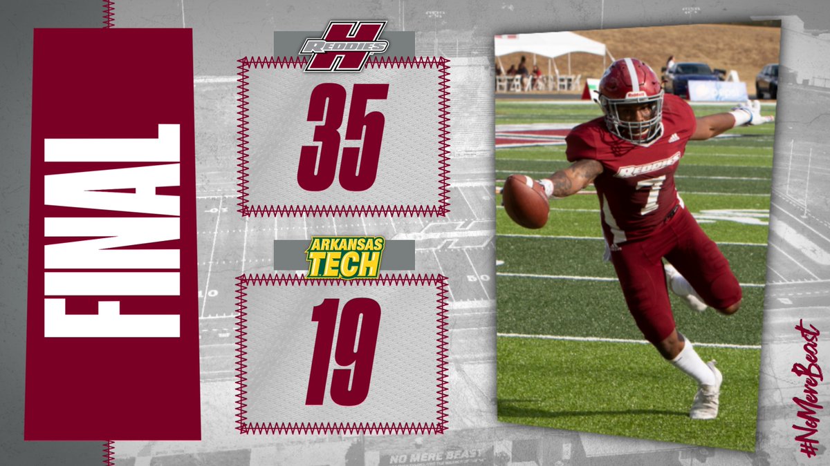 REDDIES WIN! Henderson State racks up 513 yards of total offense and defeats Arkansas Tech 35-19 on Homecoming! The Reddies are on the road next Saturday when they face SNU at 2 p.m. in Bethany, Oklahoma. #CodeRed