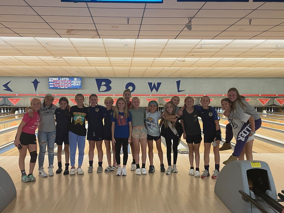 TFAG10Premier's tweet photo. Bowling time after the game!  I won’t say who won or lost but I’m pretty sure Ella is a professional bowler. https://t.co/pem1wf1otj