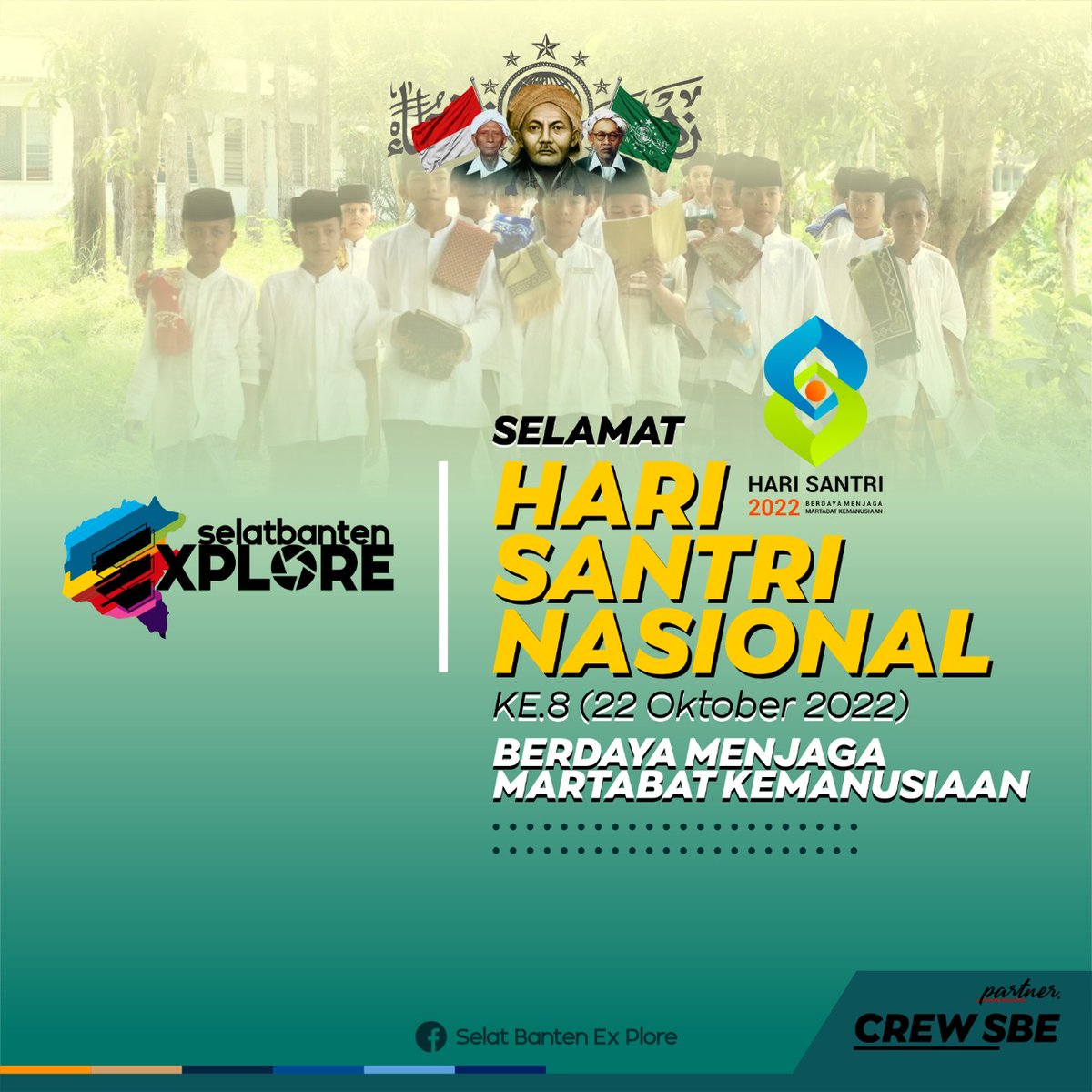 TigaAlamAnyer's tweet photo. Selamat HARI SANTRI NASIONAL KE.8 | 22 Oktober 2022 | Berdaya Menjaga Martabat Kemanusiaan
#HSN8 #HSN2022 #harisantrinasional #santri #nahdlatululama #selatbantenexplore #SBE https://t.co/4djjW15eYh
