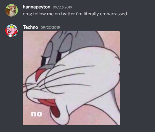 hannapeytonMC's tweet photo. People have asked why Techno doesn't follow me on Twitter. Techno LOVED bullying me. He even went as far as following my old fan account at one point just to piss me off, lol. Found this old message today and sobbed because he wasn't around for this milestone. ): https://t.co/cCYIyvCMCK