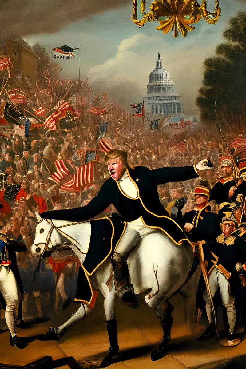 CursedDallEGens's tweet photo. Colonial painting of Donald Trump storming the Capitol on January 6th. #stablediffusion #imagegenerations #cursedimages #cursed https://t.co/zVCigyKdKt