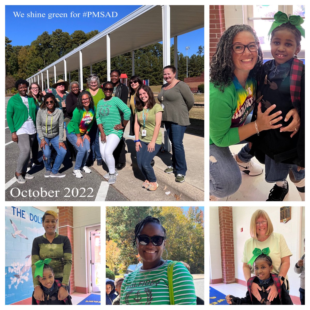 Pilot Elem students and staff were “shining green” for one of our very own students on Friday, in honor of Phelan McDermid Syndrome Awareness Day. We enjoyed showing love for one of our tiny but mighty Pilot dolphins. 💚 #PMSAD <a href="/PilotPrincipal1/">Principal Fleming</a> <a href="/misty_slade/">Misty Slade</a> <a href="/GCSchoolsNC/">Guilford Co. Schools</a>