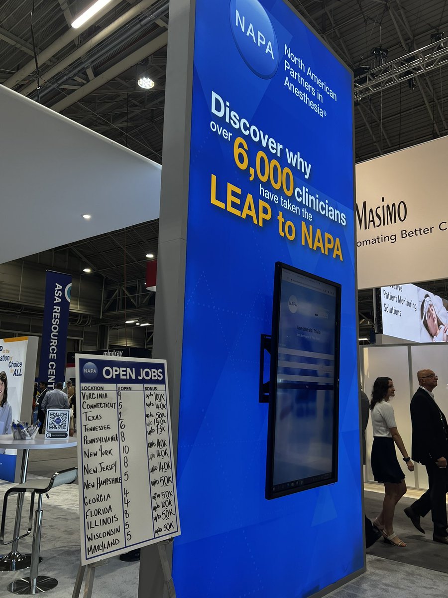 LIrecruiterguy's tweet photo. @NAPAanesthesia is offering up to $140k in event bonuses during #ANES22 stop by the booth to learn more about taking the leap to the destination of choice in anesthesia! https://t.co/y2aOmAsF6N