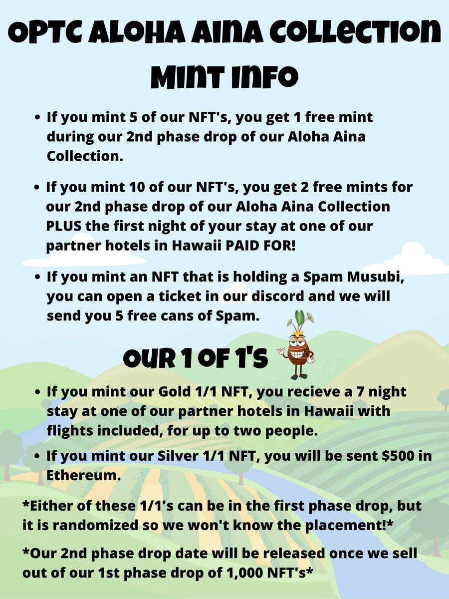 OurPlanetCoNFT's tweet photo. We also have not had either of the two 1 of 1’s in our collection minted yet! If you mint the silver 1 of 1, you receive $500 in Eth. If you mint the gold 1 of 1, you win a FREE HAWAII VACATION FOR 7 NIGHTS, FLIGHT INCLUDED, FOR UP TO 2 PEOPLE 😮😮😮 Mint link in bio! https://t.co/mxKisaTba5