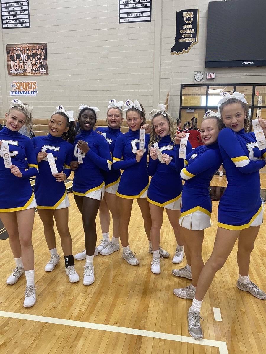CarmelHSCheer's tweet photo. Varsity is going to State Finals!! Congratulations. #GRIP #PACT100 #roadtostate #pushinP https://t.co/IS3zGQDHfQ