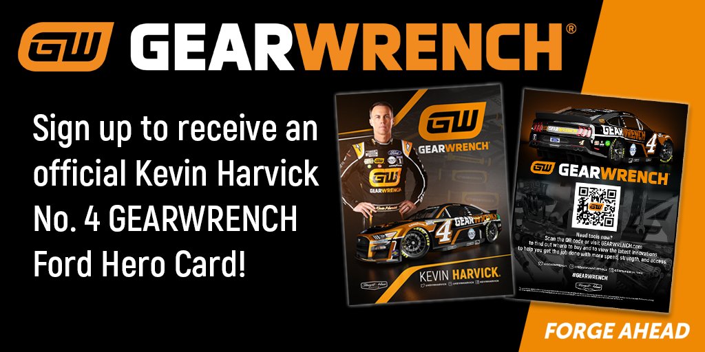 Grab your official @KevinHarvick and the No. 4 #GEARWRENCH Ford hero card before the end of the season. It's FREE! Sign up here: bit.ly/KHherocard #NASCAR
