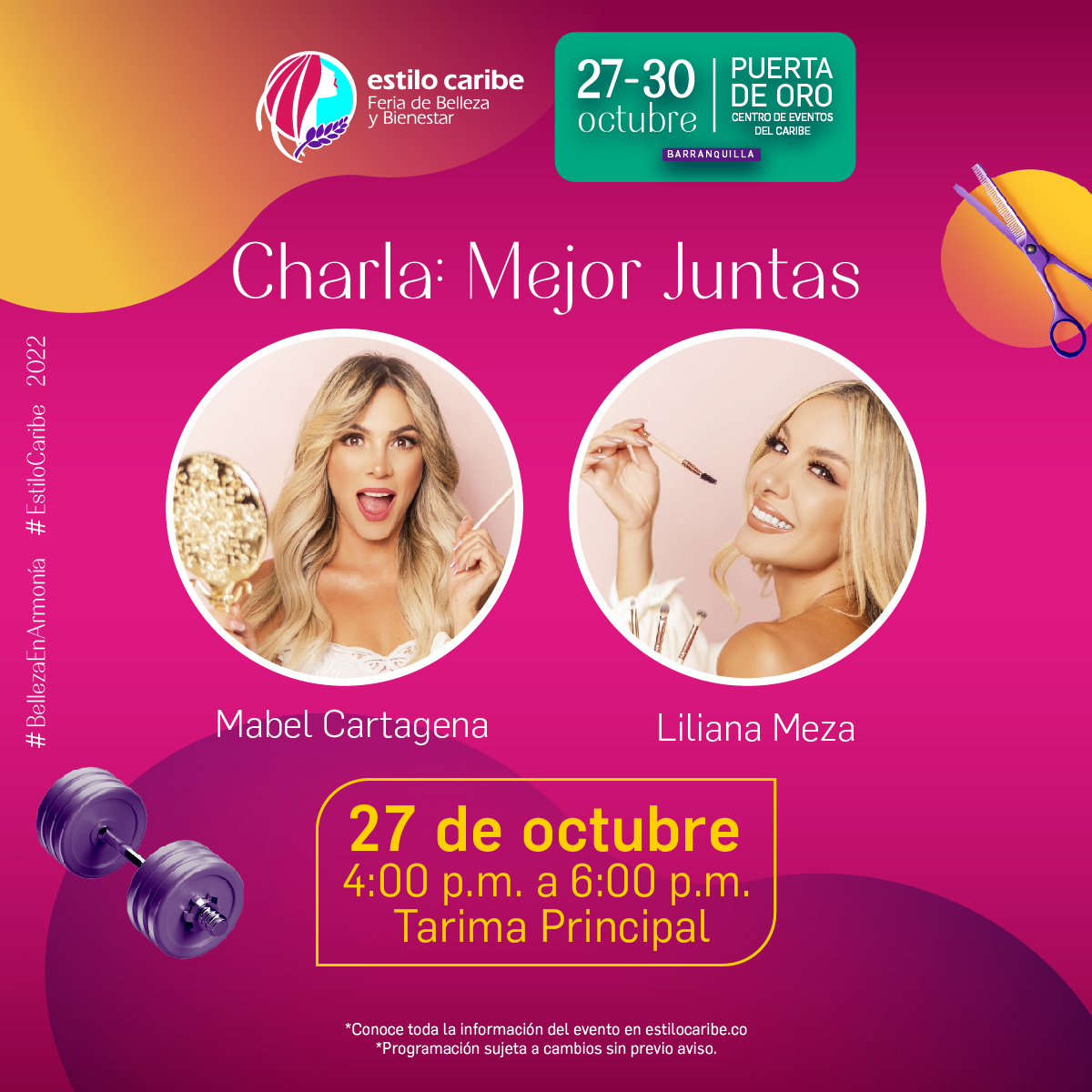 CorferiasCaribe's tweet photo. ¡Mejor Juntas! Con Mabel Cartagena y Liliana Meza en el marco de #EstiloCaribe 🙌
Visítanos y disfruta de este conversatorio el jueves 27 de octubre desde las 4:00 p.m.
📍 Tarima Principal
Del 27 al 30 de octubre en @PuertadeOroBaq
*Más info en https://t.co/zQaxI0GeVz https://t.co/p63WLdBomm
