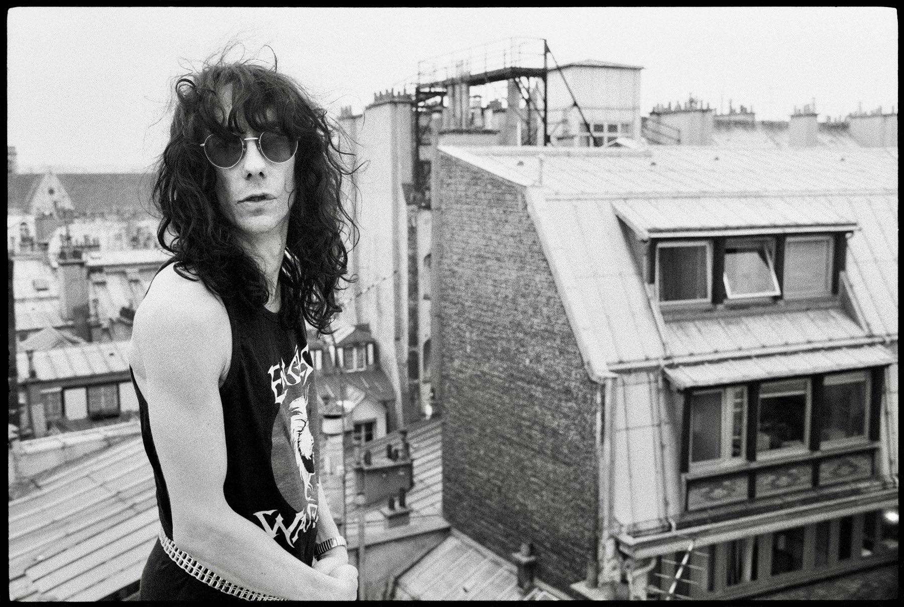 Stiv Bators on his roof in Paris 1990. Happy birthday Stiv 