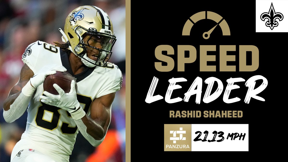 Saints's tweet photo. Shaheed Speed 🔥

Fastest time by a Saint so far this season 💨

#Saints | @PanzuraNews https://t.co/4ue8hNvTSq