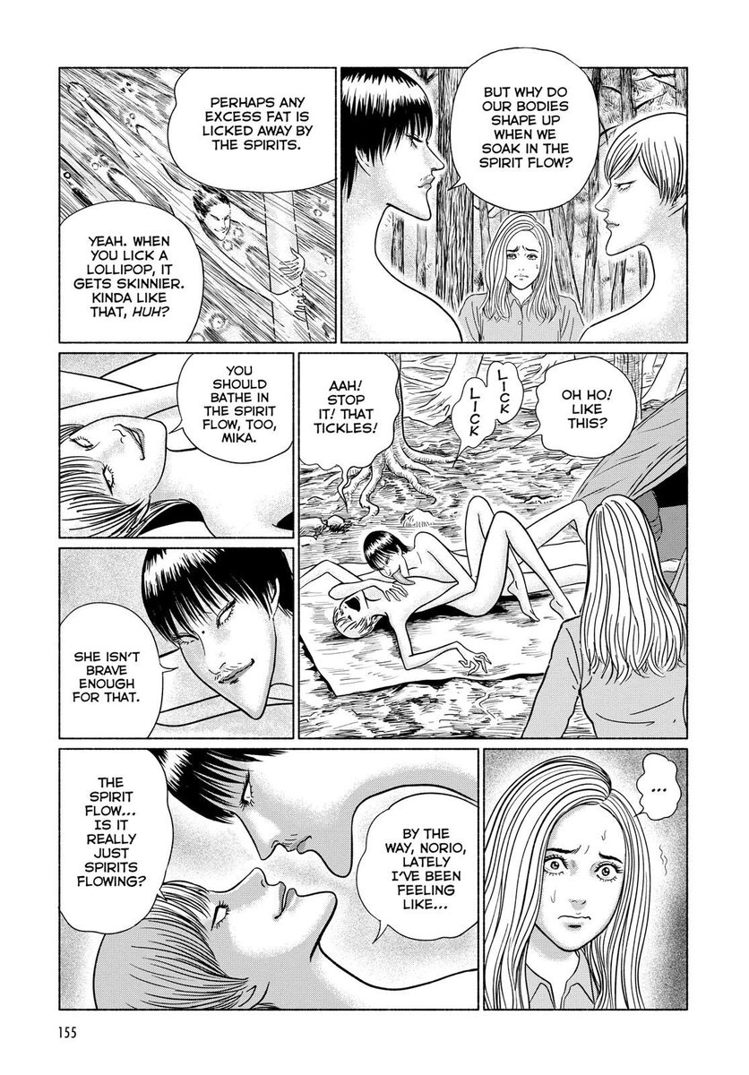 The Spirit Flow of Aokigahara is an instant junji ito classic IMO bcuz it's mostly about a woman who's uncomfortable with the fact that her boyfriend is turning into the smoothest slipperiest most fuckable twink alive 