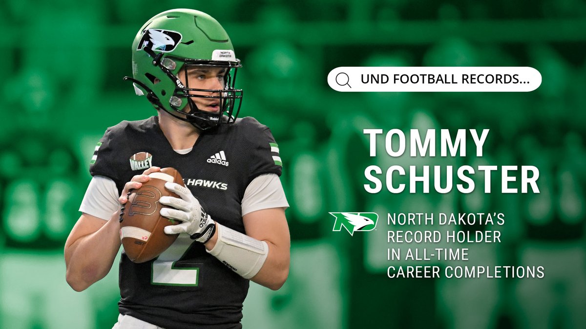 With that four-yard completion to Tyler Hoosman, Tommy Schuster just became the all-time career completions record holder at North Dakota! #UNDproud | #LGH