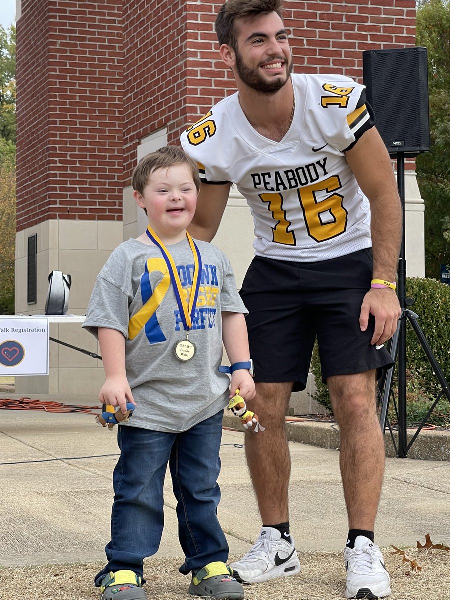 After a tough loss last night, this kid got out of bed and volunteered at the Jackson Buddy Walk today. Sambo, we are so proud of you! Just look at those smiles!! 💙💛 <a href="/JasonDriggers82/">Jason Driggers</a> @SamDriggers12