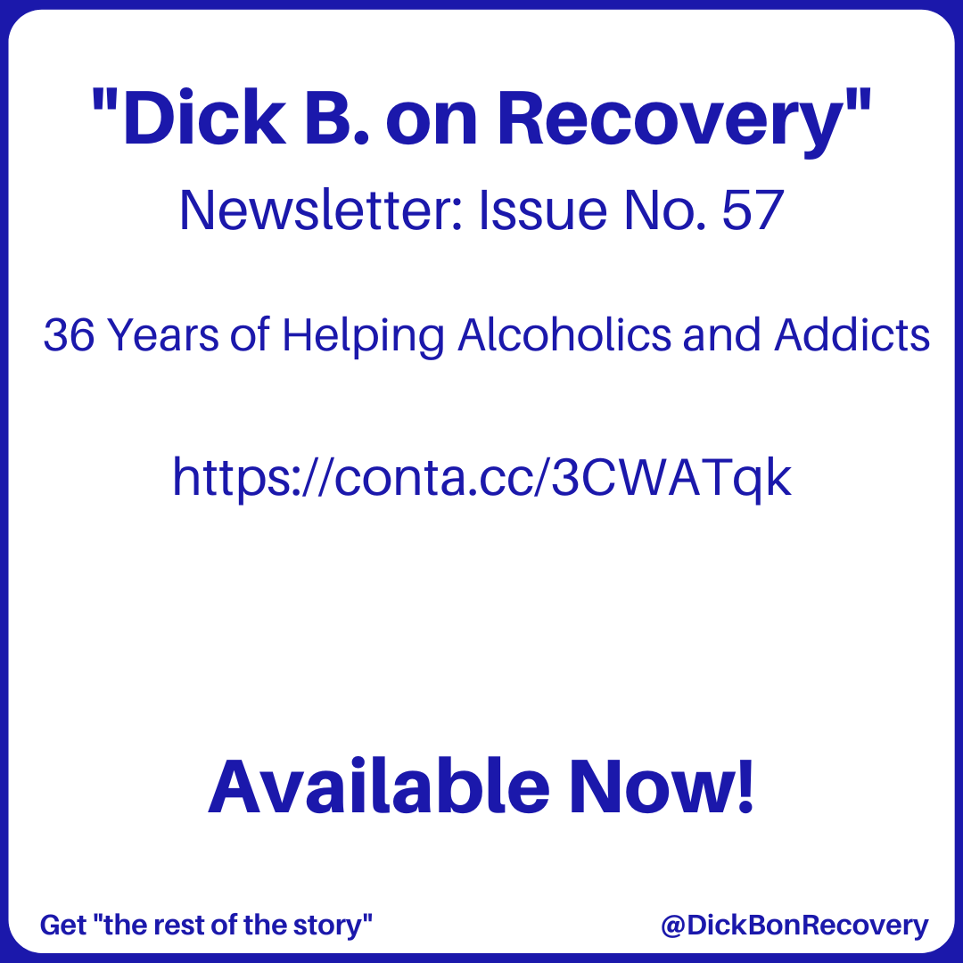 DickB_Maui's tweet photo. Aloha! Ken B. (Dick B.'s son) here. The latest issue of the "Dick B. on Recovery" newsletter, Issue 57, is available now: https://t.co/JWK21XpVAq. Please check it out. https://t.co/et4pbcGvOl