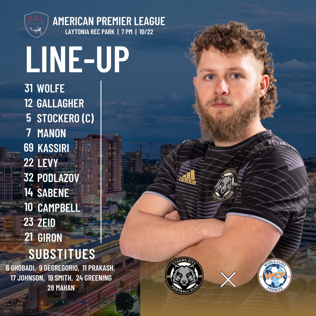 This is our starting XI for tonight’s battle. Come on Tysons! 📣 #morethanateam #TCFC