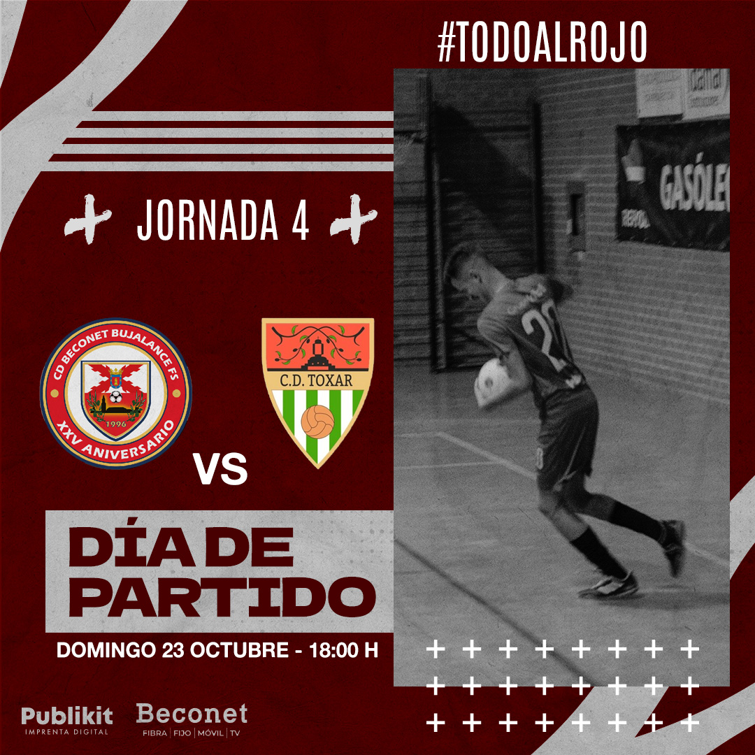 bujalancefs's tweet photo. 🔴🔴 HOY JUGAMOS🔴🔴

El FILIAL busca su segundo triunfo de la temporada.

📅 23/10/2022
⏰ 18:00 H
🆚 #CDToxar
🏆 #2AndaluzaSeniorCórdobaFS - J4
🏟 Pabellón José Pérez Pozuelo (Bujalance)
🎟️ General: 2 €. Socios Gratis

#VamosBujalance #TodoAlRojo https://t.co/iwZ1XeRwVA