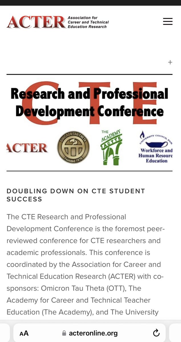 Come to the #ACTER2022 Research and Professional Development Conference &amp; <a href="/actecareertech/">ACTE</a> #Vision2022 in Las Vegas! Research papers, roundtables, symposiums, posters, &amp; #researchmethods professional development #CTE #ACTER #CareerandTechnicalEducation acteronline.org/2022conference