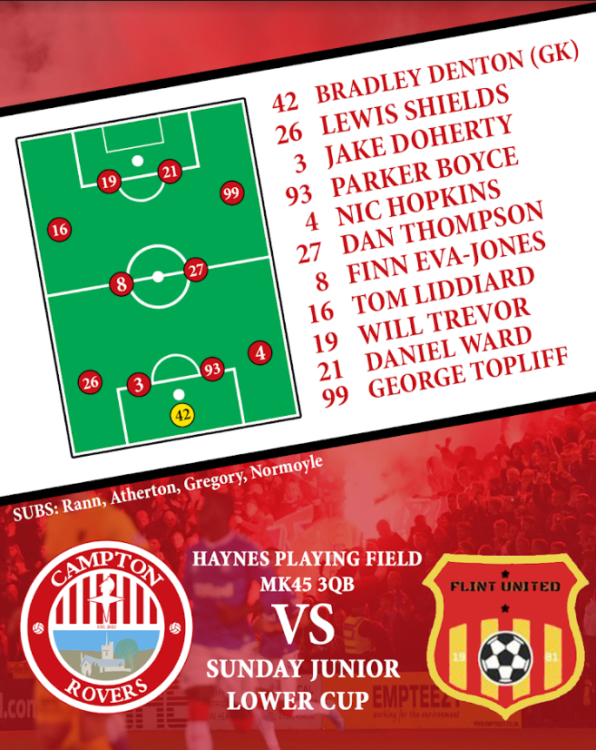 Our confirmed line-up for the start of our cup run v Flint United

🕥 Kick off at 10:30
