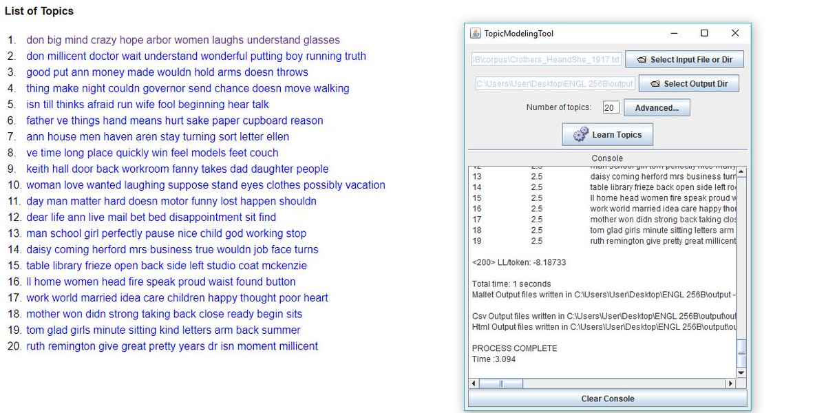 farida_h28's tweet photo. Hello everyone, today I decided to give Topic Modelling a try on our Rachel Crothers corpus. It really is a powerful tool!
#Engl256BF22 #TopicModeling #DigitalHumanities https://t.co/caSm8woNg2